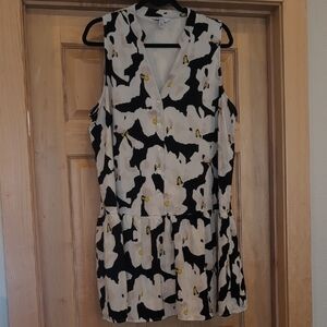 Nine West Black and Cream Floral Mini Dress